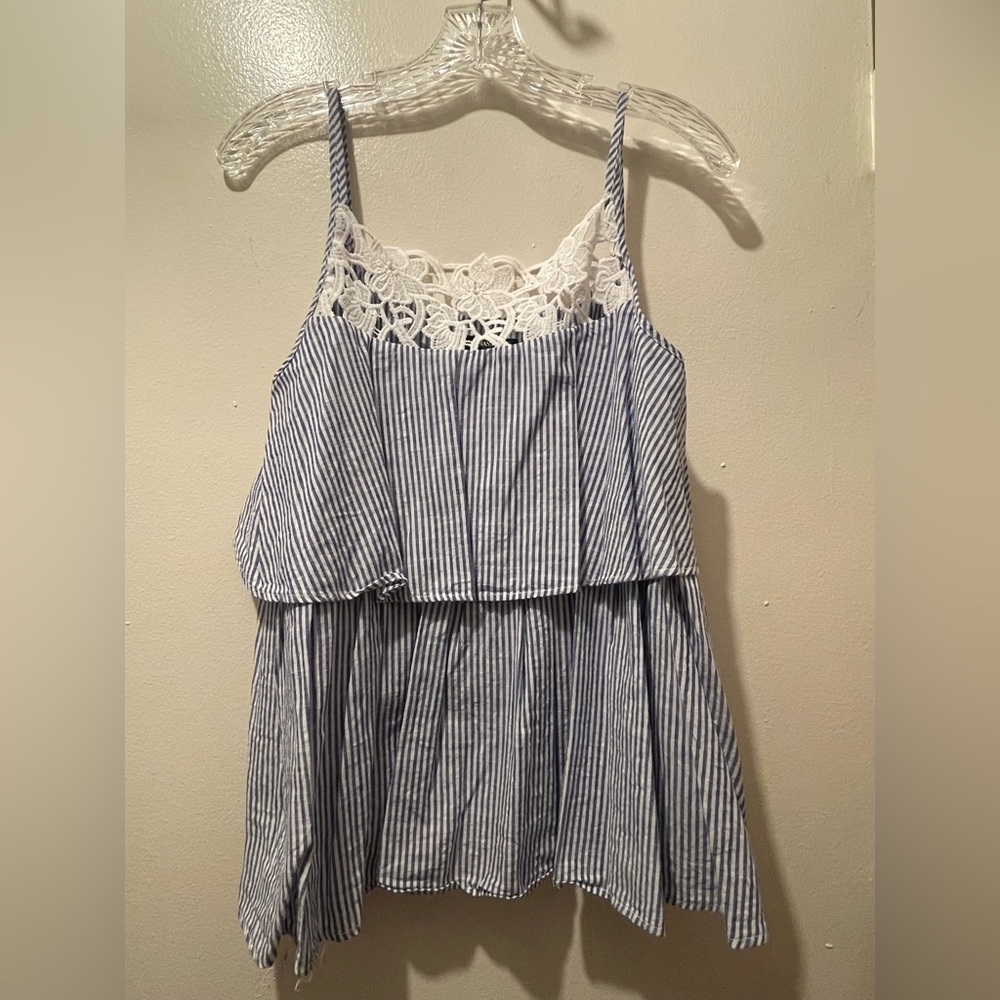 Zara Women’s Blue and White Striped Camisole